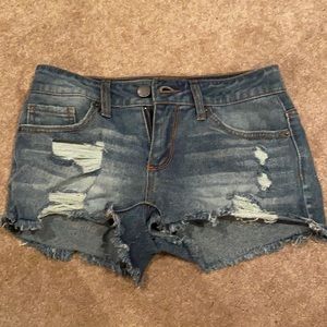 Ripped jean shorts
